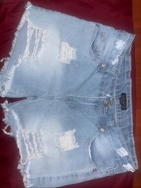 Kroix Blue Distressed Shorts